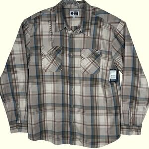 Salty Crew Daybreak Flannel Men's XXL Sandstone Plaid Long Sleeve Shirt